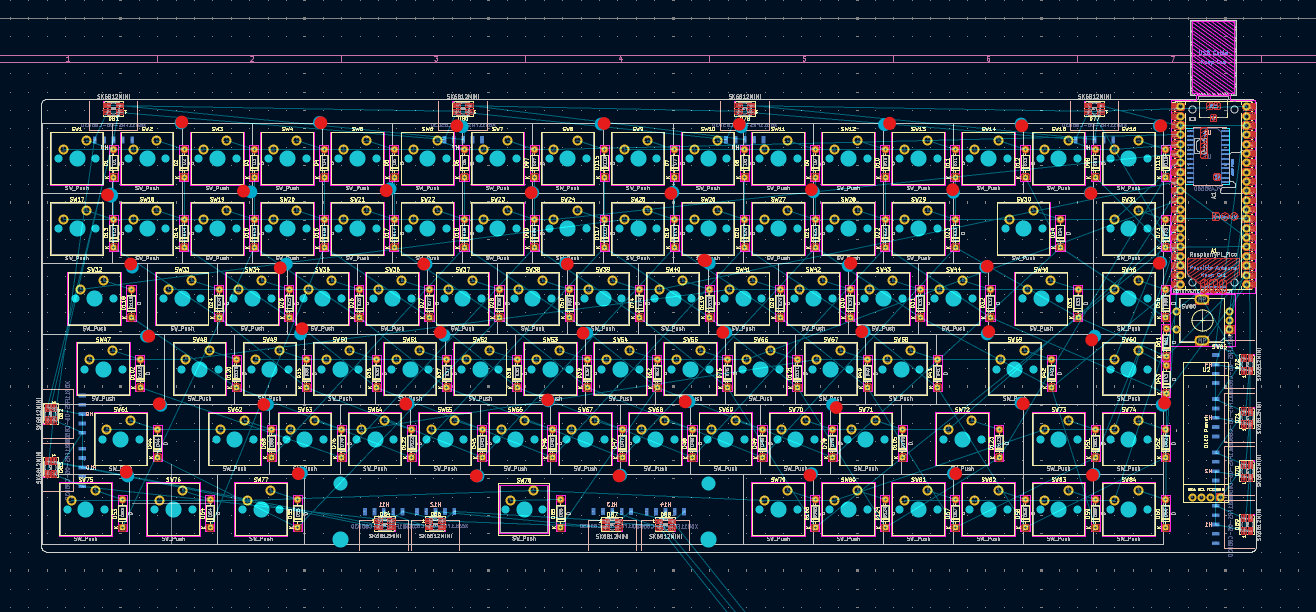 Marked spaces for LEDs